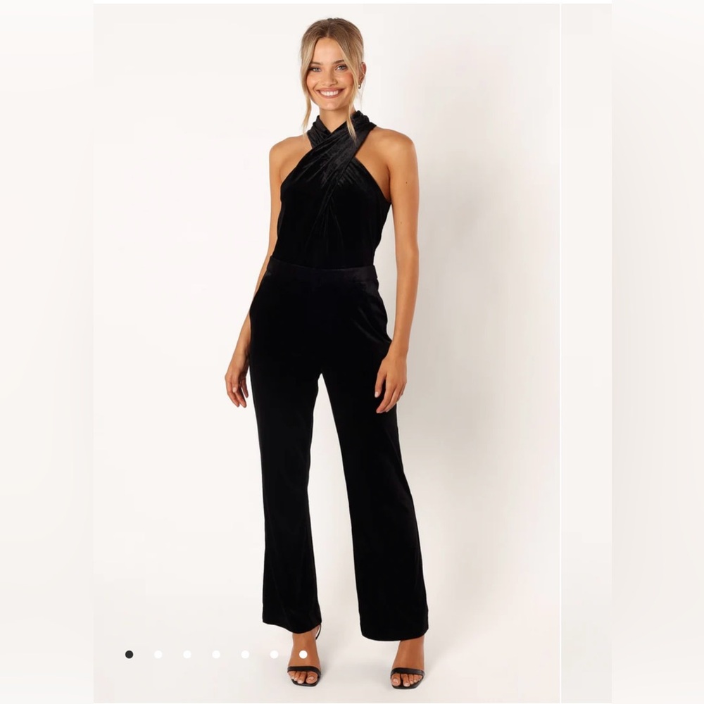 LIBERTY VELVET JUMPSUIT - BLACK